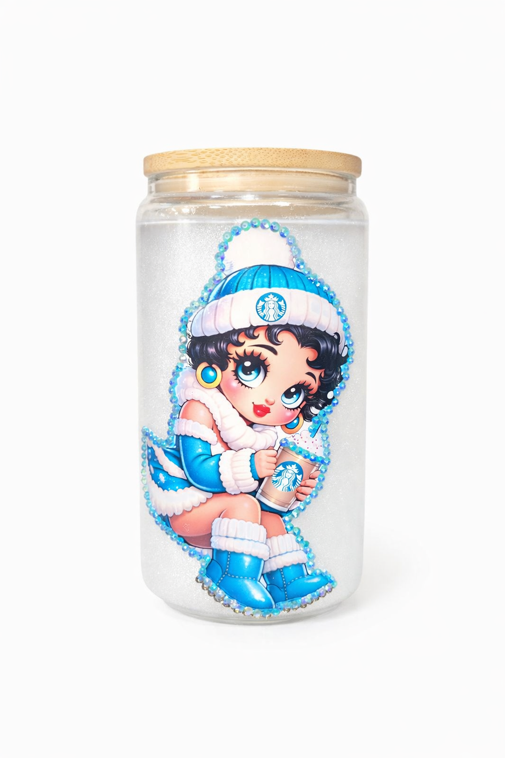 Winter Princess Glass Snow Globe Tumbler(16 oz)