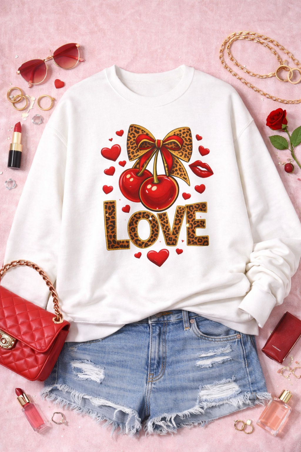 Leopard Cherry LOVE Sweatshirt