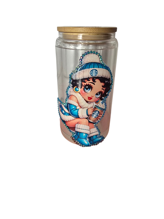 16 oz Winter Betty Glass Snowglow Tumbler