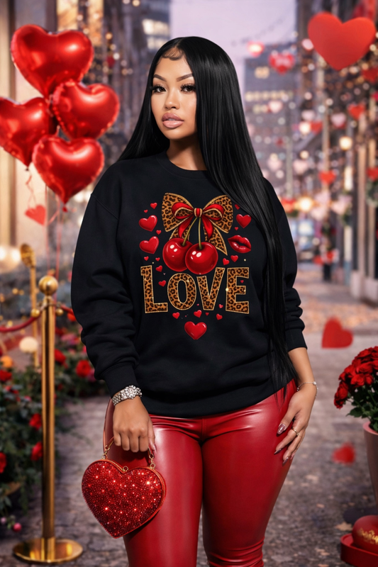 Leopard Cherry LOVE Sweatshirt